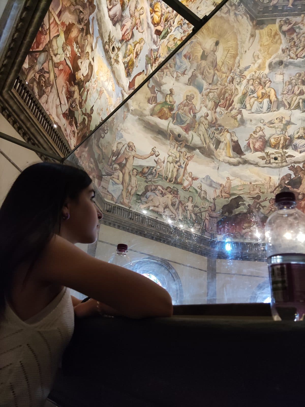 Frescoed interior of Brunelleschi's dome seen from below inside Florence Cathedral