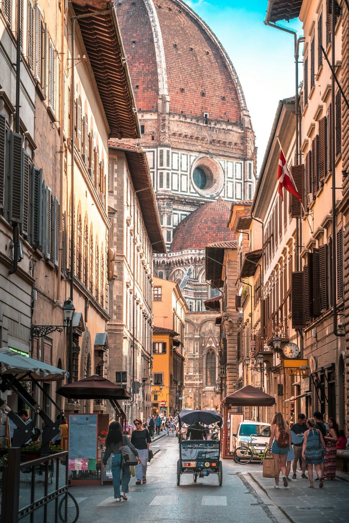 A busy street in the historic centre of Florence